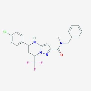 molecular formula C22H20ClF3N4O B444040 N-benzyl-5-(4-chlorophenyl)-N-methyl-7-(trifluoromethyl)-4,5,6,7-tetrahydropyrazolo[1,5-a]pyrimidine-2-carboxamide 
