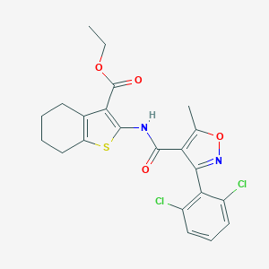 molecular formula C22H20Cl2N2O4S B444041 Ethyl 2-({[3-(2,6-dichlorophenyl)-5-methyl-4-isoxazolyl]carbonyl}amino)-4,5,6,7-tetrahydro-1-benzothiophene-3-carboxylate 