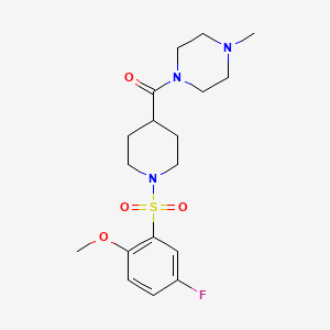 molecular formula C18H26FN3O4S B4440415 1-({1-[(5-fluoro-2-methoxyphenyl)sulfonyl]-4-piperidinyl}carbonyl)-4-methylpiperazine 