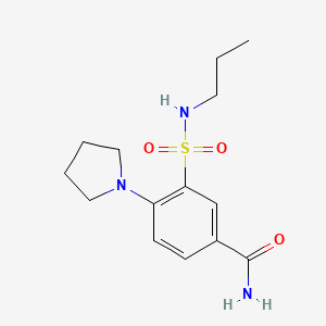 molecular formula C14H21N3O3S B4440417 3-[(propylamino)sulfonyl]-4-(1-pyrrolidinyl)benzamide 