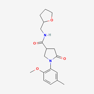 molecular formula C18H24N2O4 B4440459 1-(2-methoxy-5-methylphenyl)-5-oxo-N-(tetrahydro-2-furanylmethyl)-3-pyrrolidinecarboxamide 