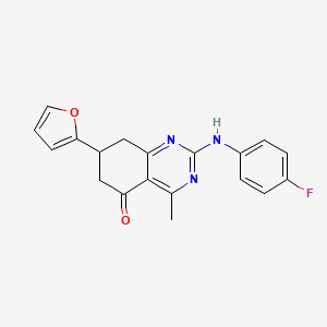 molecular formula C19H16FN3O2 B4440466 2-[(4-fluorophenyl)amino]-7-(2-furyl)-4-methyl-7,8-dihydro-5(6H)-quinazolinone 