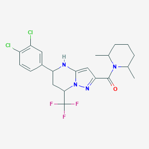 molecular formula C21H23Cl2F3N4O B444048 5-(3,4-Dichlorophenyl)-2-[(2,6-dimethyl-1-piperidinyl)carbonyl]-7-(trifluoromethyl)-4,5,6,7-tetrahydropyrazolo[1,5-a]pyrimidine 