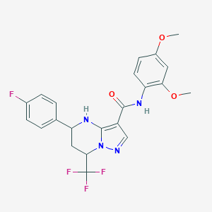 molecular formula C22H20F4N4O3 B444059 N-(2,4-dimethoxyphenyl)-5-(4-fluorophenyl)-7-(trifluoromethyl)-4,5,6,7-tetrahydropyrazolo[1,5-a]pyrimidine-3-carboxamide 