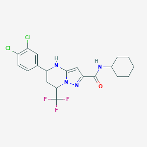 molecular formula C20H21Cl2F3N4O B444066 N-cyclohexyl-5-(3,4-dichlorophenyl)-7-(trifluoromethyl)-4,5,6,7-tetrahydropyrazolo[1,5-a]pyrimidine-2-carboxamide 