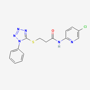 molecular formula C15H13ClN6OS B4440696 N-(5-chloro-2-pyridinyl)-3-[(1-phenyl-1H-tetrazol-5-yl)thio]propanamide 