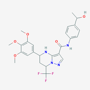 molecular formula C25H27F3N4O5 B444075 N-[4-(1-hydroxyethyl)phenyl]-7-(trifluoromethyl)-5-(3,4,5-trimethoxyphenyl)-4,5,6,7-tetrahydropyrazolo[1,5-a]pyrimidine-3-carboxamide 