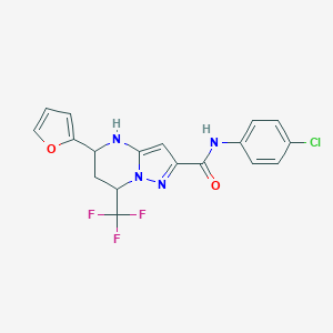 molecular formula C18H14ClF3N4O2 B444079 N-(4-chlorophenyl)-5-(2-furyl)-7-(trifluoromethyl)-4,5,6,7-tetrahydropyrazolo[1,5-a]pyrimidine-2-carboxamide 