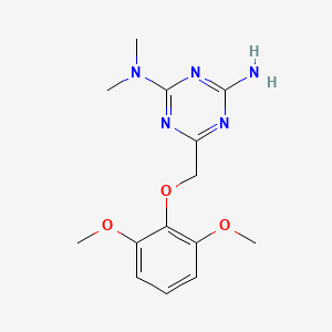 molecular formula C14H19N5O3 B4440791 6-[(2,6-dimethoxyphenoxy)methyl]-N,N-dimethyl-1,3,5-triazine-2,4-diamine 