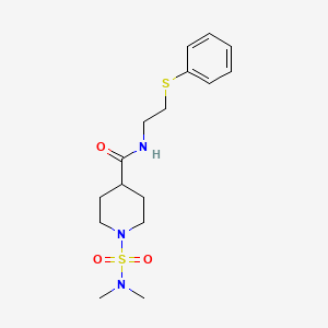 molecular formula C16H25N3O3S2 B4440812 1-[(dimethylamino)sulfonyl]-N-[2-(phenylthio)ethyl]-4-piperidinecarboxamide 