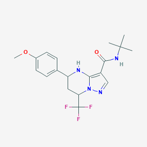 molecular formula C19H23F3N4O2 B444087 N-(tert-butyl)-5-(4-methoxyphenyl)-7-(trifluoromethyl)-4,5,6,7-tetrahydropyrazolo[1,5-a]pyrimidine-3-carboxamide 
