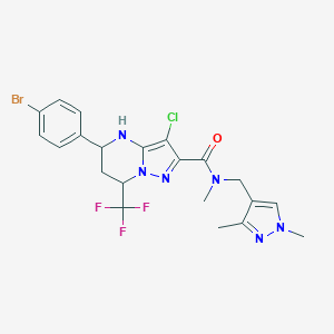 molecular formula C21H21BrClF3N6O B444088 5-(4-bromophenyl)-3-chloro-N-[(1,3-dimethyl-1H-pyrazol-4-yl)methyl]-N-methyl-7-(trifluoromethyl)-4,5,6,7-tetrahydropyrazolo[1,5-a]pyrimidine-2-carboxamide 