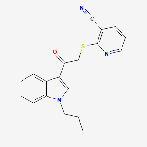 molecular formula C19H17N3OS B4440912 2-{[2-oxo-2-(1-propyl-1H-indol-3-yl)ethyl]thio}nicotinonitrile 