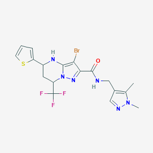 molecular formula C18H18BrF3N6OS B444098 3-bromo-N-[(1,5-dimethyl-1H-pyrazol-4-yl)methyl]-5-(2-thienyl)-7-(trifluoromethyl)-4,5,6,7-tetrahydropyrazolo[1,5-a]pyrimidine-2-carboxamide 