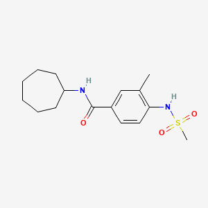 molecular formula C16H24N2O3S B4440986 N-cycloheptyl-3-methyl-4-[(methylsulfonyl)amino]benzamide 