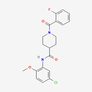 molecular formula C20H20ClFN2O3 B4440992 N-(5-chloro-2-methoxyphenyl)-1-(2-fluorobenzoyl)-4-piperidinecarboxamide 