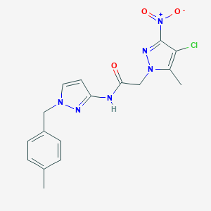 molecular formula C17H17ClN6O3 B444105 2-(4-chloro-5-methyl-3-nitro-1H-pyrazol-1-yl)-N-[1-(4-methylbenzyl)-1H-pyrazol-3-yl]acetamide 