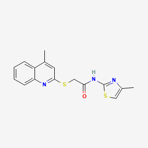 molecular formula C16H15N3OS2 B4441074 2-[(4-methyl-2-quinolinyl)thio]-N-(4-methyl-1,3-thiazol-2-yl)acetamide 