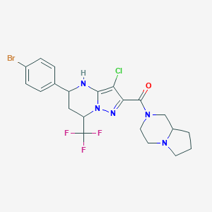 molecular formula C21H22BrClF3N5O B444110 5-(4-bromophenyl)-3-chloro-2-(hexahydropyrrolo[1,2-a]pyrazin-2(1H)-ylcarbonyl)-7-(trifluoromethyl)-4,5,6,7-tetrahydropyrazolo[1,5-a]pyrimidine 