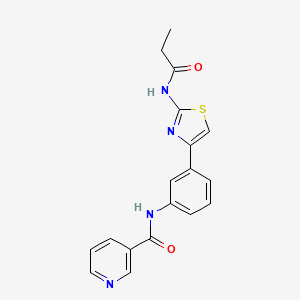 molecular formula C18H16N4O2S B4441147 N-{3-[2-(propionylamino)-1,3-thiazol-4-yl]phenyl}nicotinamide 