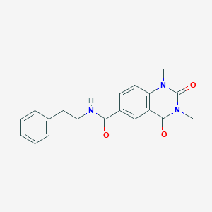 molecular formula C19H19N3O3 B4441154 1,3-dimethyl-2,4-dioxo-N-(2-phenylethyl)-1,2,3,4-tetrahydro-6-quinazolinecarboxamide 