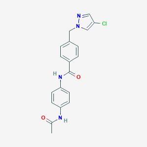 molecular formula C19H17ClN4O2 B444116 N-[4-(acetylamino)phenyl]-4-[(4-chloro-1H-pyrazol-1-yl)methyl]benzamide CAS No. 514801-04-8