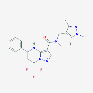 molecular formula C22H25F3N6O B444121 N-methyl-5-phenyl-7-(trifluoromethyl)-N-[(1,3,5-trimethyl-1H-pyrazol-4-yl)methyl]-4,5,6,7-tetrahydropyrazolo[1,5-a]pyrimidine-3-carboxamide 