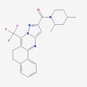 molecular formula C23H23F3N4O B444122 (2,4-Dimethylpiperidin-1-yl)[7-(trifluoromethyl)-5,6-dihydrobenzo[h]pyrazolo[5,1-b]quinazolin-10-yl]methanone 