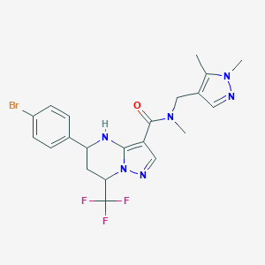 molecular formula C21H22BrF3N6O B444123 5-(4-bromophenyl)-N-[(1,5-dimethyl-1H-pyrazol-4-yl)methyl]-N-methyl-7-(trifluoromethyl)-4,5,6,7-tetrahydropyrazolo[1,5-a]pyrimidine-3-carboxamide 