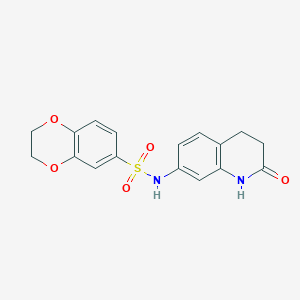 molecular formula C17H16N2O5S B4441240 N-(2-oxo-1,2,3,4-tetrahydro-7-quinolinyl)-2,3-dihydro-1,4-benzodioxine-6-sulfonamide 