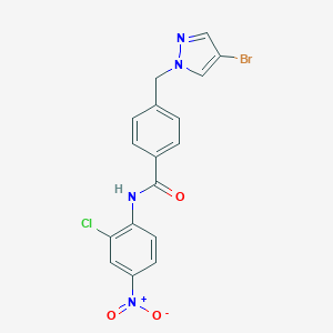 molecular formula C17H12BrClN4O3 B444131 4-[(4-bromo-1H-pyrazol-1-yl)methyl]-N-{2-chloro-4-nitrophenyl}benzamide CAS No. 489450-99-9