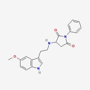 molecular formula C21H21N3O3 B4441350 3-{[2-(5-methoxy-1H-indol-3-yl)ethyl]amino}-1-phenyl-2,5-pyrrolidinedione 