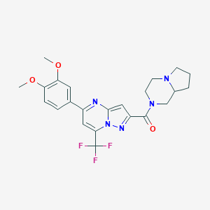 molecular formula C23H24F3N5O3 B444139 5-(3,4-dimethoxyphenyl)-2-(hexahydropyrrolo[1,2-a]pyrazin-2(1H)-ylcarbonyl)-7-(trifluoromethyl)pyrazolo[1,5-a]pyrimidine 