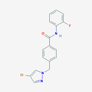 4-[(4-bromo-1H-pyrazol-1-yl)methyl]-N-(2-fluorophenyl)benzamide