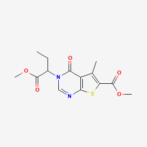 molecular formula C14H16N2O5S B4441451 methyl 3-[1-(methoxycarbonyl)propyl]-5-methyl-4-oxo-3,4-dihydrothieno[2,3-d]pyrimidine-6-carboxylate 