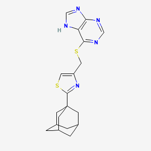 molecular formula C19H21N5S2 B4441473 6-({[2-(1-adamantyl)-1,3-thiazol-4-yl]methyl}thio)-9H-purine 