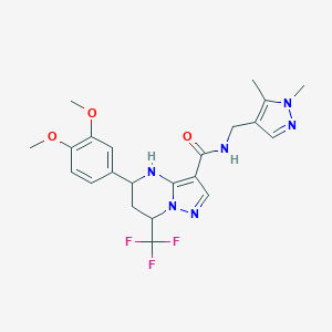 molecular formula C22H25F3N6O3 B444152 5-(3,4-dimethoxyphenyl)-N-[(1,5-dimethyl-1H-pyrazol-4-yl)methyl]-7-(trifluoromethyl)-4,5,6,7-tetrahydropyrazolo[1,5-a]pyrimidine-3-carboxamide 