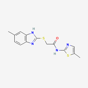 molecular formula C14H14N4OS2 B4441526 2-[(6-methyl-1H-benzimidazol-2-yl)thio]-N-(5-methyl-1,3-thiazol-2-yl)acetamide 