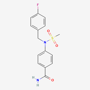 molecular formula C15H15FN2O3S B4441533 4-[(4-fluorobenzyl)(methylsulfonyl)amino]benzamide 
