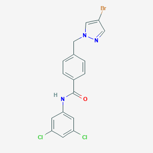 molecular formula C17H12BrCl2N3O B444154 4-[(4-bromo-1H-pyrazol-1-yl)methyl]-N-(3,5-dichlorophenyl)benzamide CAS No. 489451-26-5