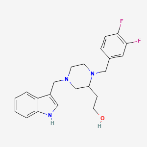 molecular formula C22H25F2N3O B4441580 2-[1-(3,4-difluorobenzyl)-4-(1H-indol-3-ylmethyl)-2-piperazinyl]ethanol 