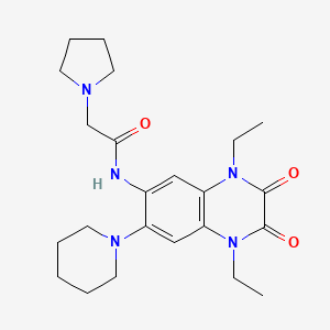 molecular formula C23H33N5O3 B4441587 N-[1,4-diethyl-2,3-dioxo-7-(1-piperidinyl)-1,2,3,4-tetrahydro-6-quinoxalinyl]-2-(1-pyrrolidinyl)acetamide 