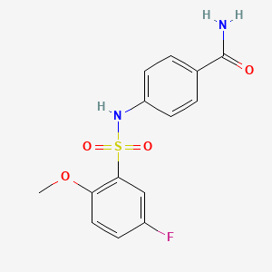 molecular formula C14H13FN2O4S B4441635 4-{[(5-fluoro-2-methoxyphenyl)sulfonyl]amino}benzamide 