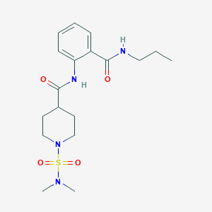molecular formula C18H28N4O4S B4441674 1-[(dimethylamino)sulfonyl]-N-{2-[(propylamino)carbonyl]phenyl}-4-piperidinecarboxamide 