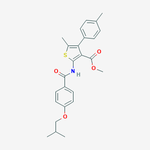 molecular formula C25H27NO4S B444168 Methyl 2-[(4-isobutoxybenzoyl)amino]-5-methyl-4-(4-methylphenyl)-3-thiophenecarboxylate 