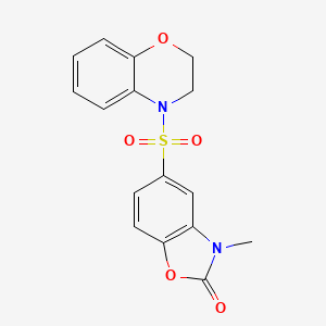 molecular formula C16H14N2O5S B4441683 5-(2,3-dihydro-4H-1,4-benzoxazin-4-ylsulfonyl)-3-methyl-1,3-benzoxazol-2(3H)-one 