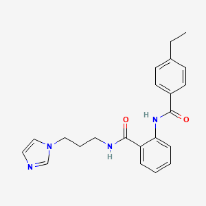 molecular formula C22H24N4O2 B4441716 2-[(4-ethylbenzoyl)amino]-N-[3-(1H-imidazol-1-yl)propyl]benzamide 