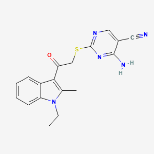 molecular formula C18H17N5OS B4441752 4-amino-2-{[2-(1-ethyl-2-methyl-1H-indol-3-yl)-2-oxoethyl]thio}-5-pyrimidinecarbonitrile 