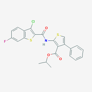 molecular formula C23H17ClFNO3S2 B444176 Isopropyl 2-{[(3-chloro-6-fluoro-1-benzothien-2-yl)carbonyl]amino}-4-phenyl-3-thiophenecarboxylate 