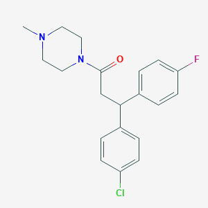 molecular formula C20H22ClFN2O B4441788 1-[3-(4-chlorophenyl)-3-(4-fluorophenyl)propanoyl]-4-methylpiperazine 